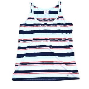 Quiksilver Navy Orange And White Striped Tank Top